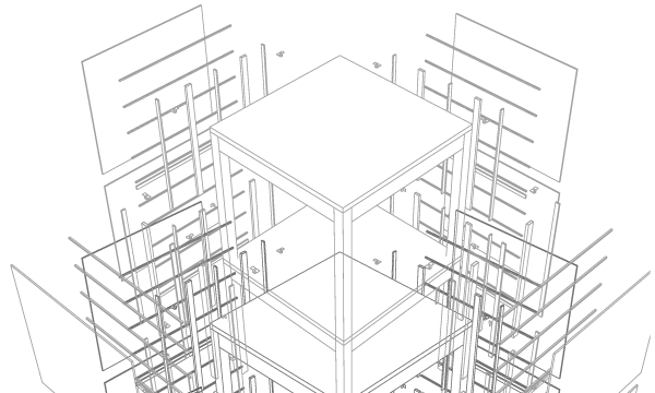 Desenho vetorial de projeto arquitetonico de um prédio